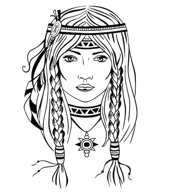 native american indian woman drawing