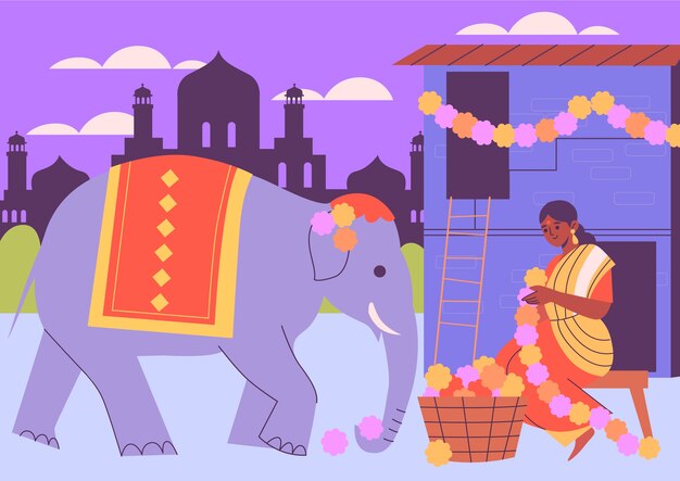 Vector hand drawn indian people illustration