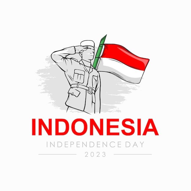 Hand drawn indonesia independence day illustration in line art style