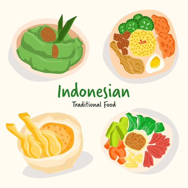 hand drawn indonesian food illustrated