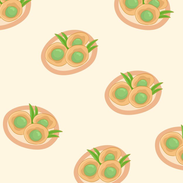 Vector hand drawn indonesian food pattern