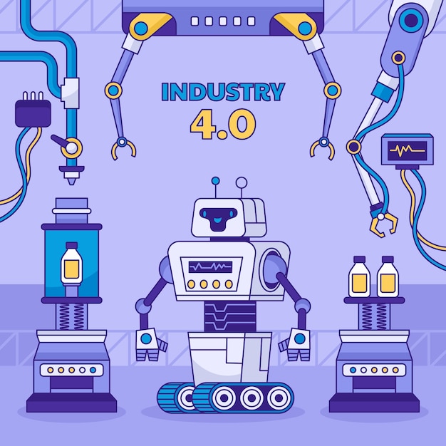 Illustrazione disegnata a mano dell'industria 4.0