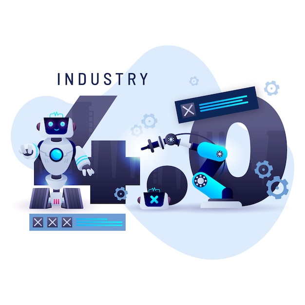 Вектор Иллюстрация industry 4.0, нарисованная вручную