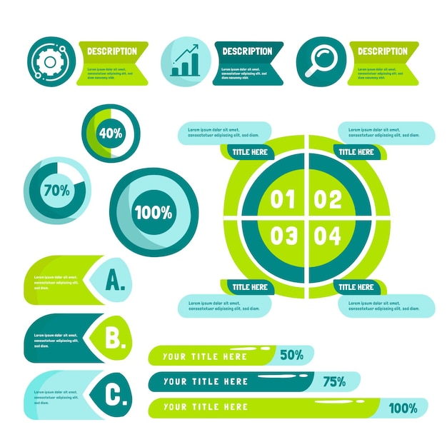 Vettore collezione di elementi infografici disegnati a mano