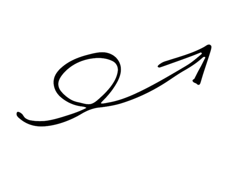 Vector hand drawn ink arrow illustration in sketch style business doodle clipart single element for design