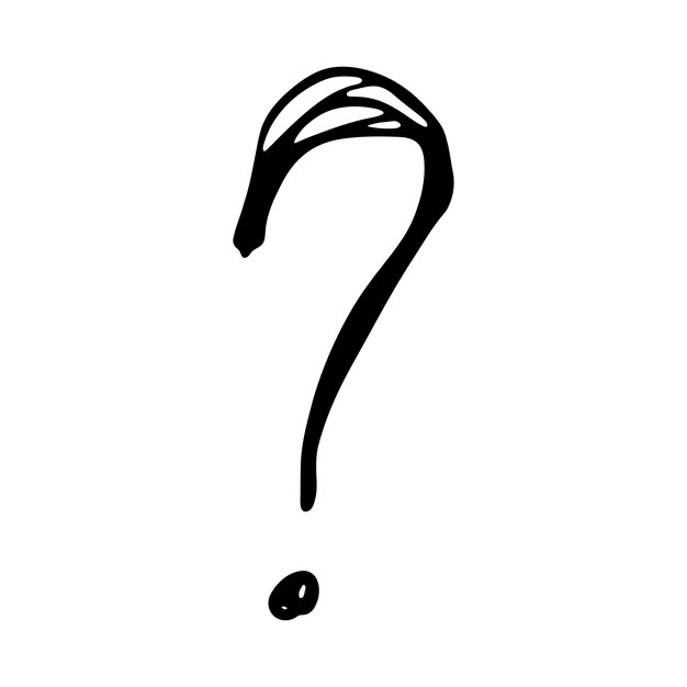 Hand drawn ink question mark illustration in sketch style Single element for design