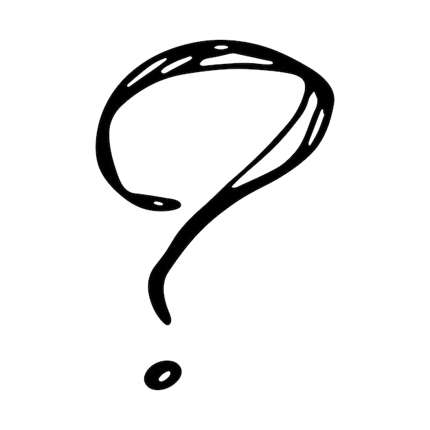 Vector hand drawn ink question mark illustration in sketch style single element for design