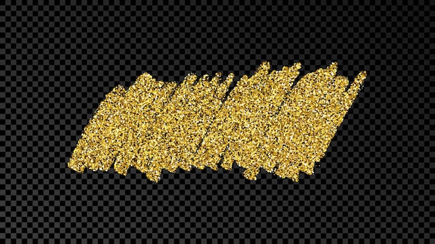 Macchia di inchiostro disegnata a mano in glitter oro. macchia d'inchiostro d'oro con scintillii isolato su sfondo trasparente scuro. illustrazione vettoriale