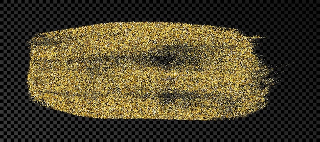 Macchia di inchiostro disegnata a mano in glitter oro. macchia d'inchiostro d'oro con scintillii isolato su sfondo trasparente scuro. illustrazione vettoriale