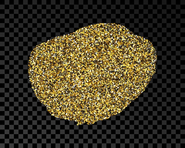 Vettore macchia di inchiostro disegnata a mano in glitter oro. macchia d'inchiostro d'oro con scintillii isolato su sfondo trasparente scuro. illustrazione vettoriale