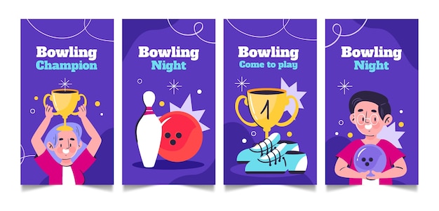 Hand drawn instagram stories bowling template