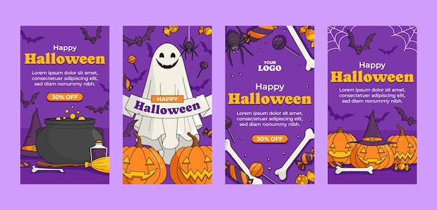 hand drawn instagram stories collection for halloween celebration