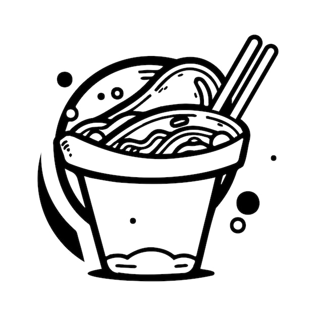 落書き風の手描きのインスタントラーメン