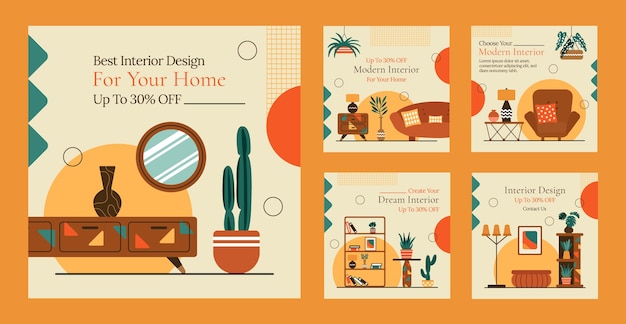 Vector hand drawn interior design template