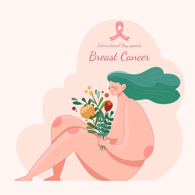 Hand drawn international day against breast cancer illustration