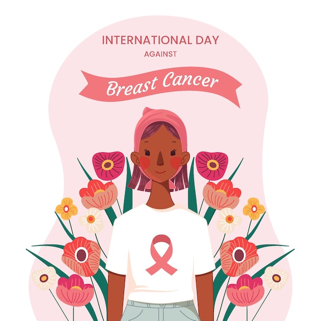 Vector hand drawn international day against breast cancer illustration