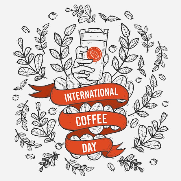 Vector hand drawn international day of coffee