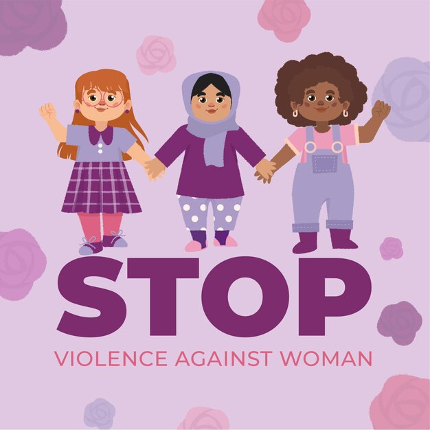 Giornata internazionale disegnata a mano per l'eliminazione della violenza contro le donne illustrazione