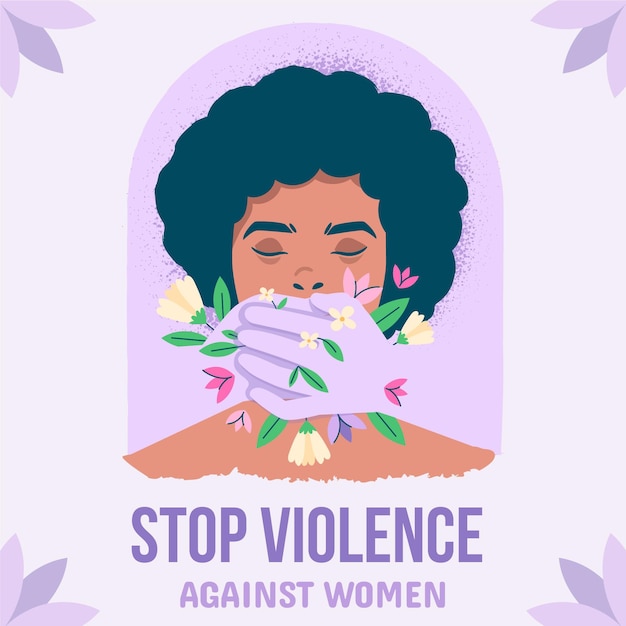 Giornata internazionale disegnata a mano per l'eliminazione della violenza contro le donne illustrazione