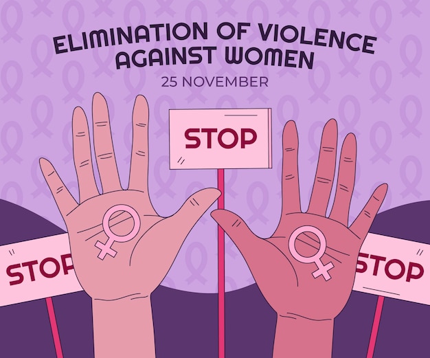 Vector hand drawn international day for the elimination of violence against women illustration