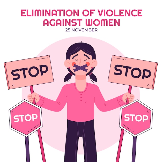 Vector hand drawn international day for the elimination of violence against women illustration