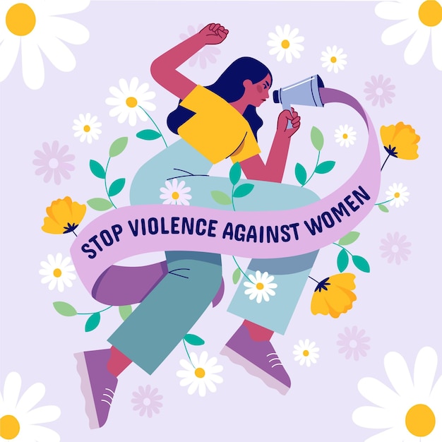 Vettore giornata internazionale disegnata a mano per l'eliminazione della violenza contro le donne illustrazione