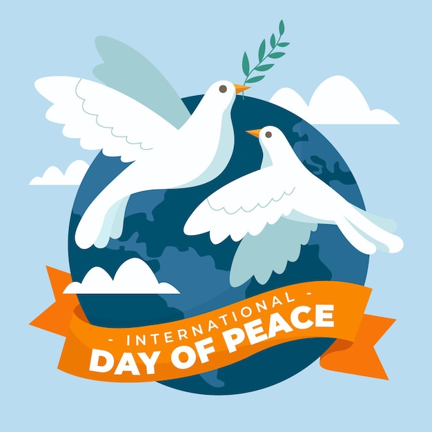 Vettore giorno internazionale disegnato a mano del concetto di pace