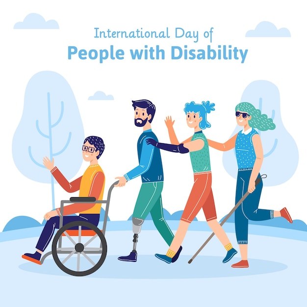 Vettore giornata internazionale delle persone con disabilità disegnata a mano