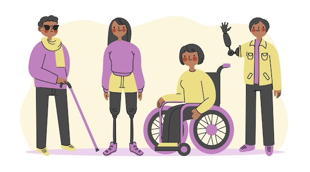 Giornata internazionale delle persone con disabilità disegnata a mano