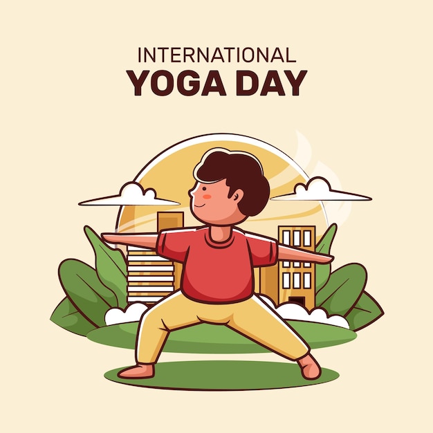 Hand drawn international day of yoga illustrated