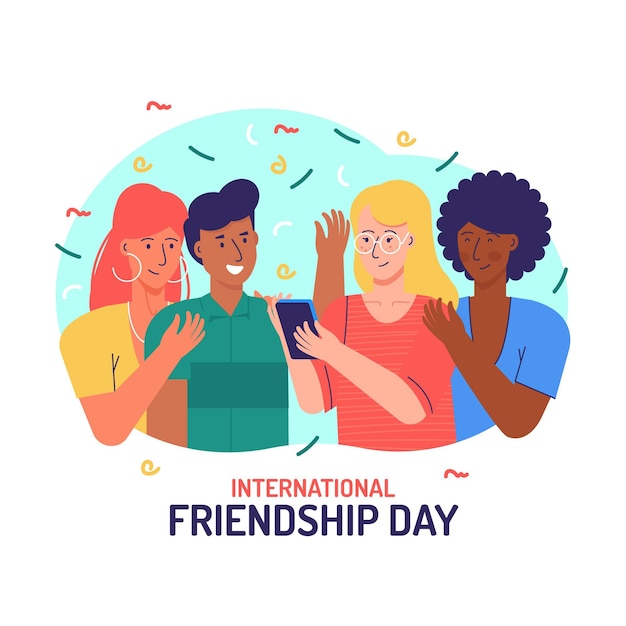 Vector hand drawn international friendship day illustration