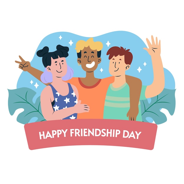 Vector hand drawn international friendship day illustration