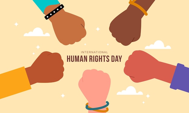 Hand Drawn International Human Rights Day Background with Hands