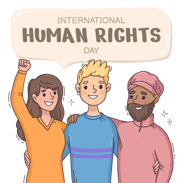 Hand drawn international human rights day illustration