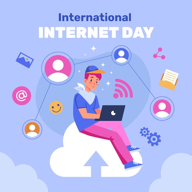 Вектор hand drawn international internet day