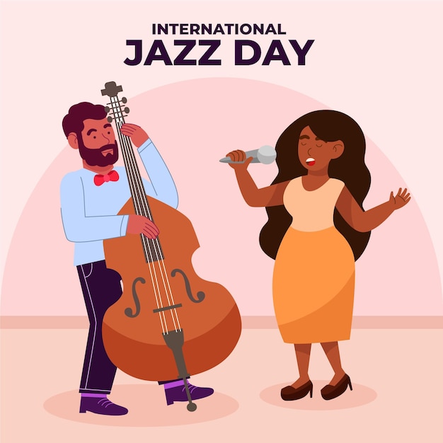 Illustrazione disegnata a mano del giorno del jazz internazionale