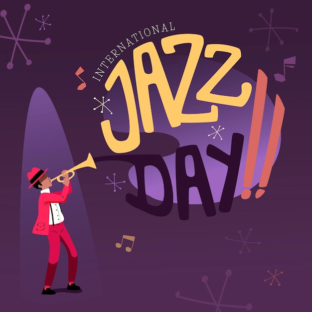 Hand drawn international jazz day illustration