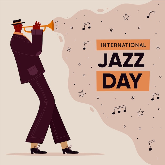 Hand drawn international jazz day illustration