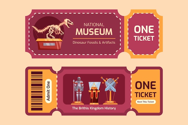 Hand drawn international museum day tickets set