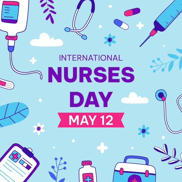 Hand drawn international nurses day background