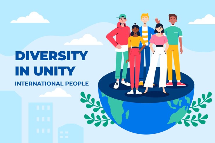Vector hand drawn  international people background
