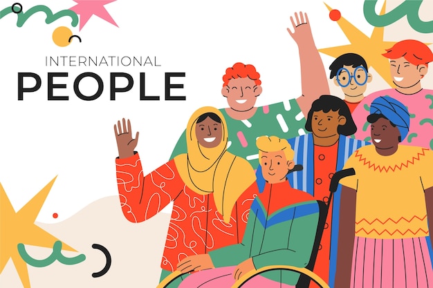 Vector hand drawn international people background