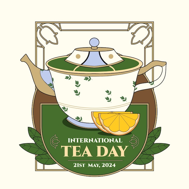 Vector hand drawn international tea day illustration