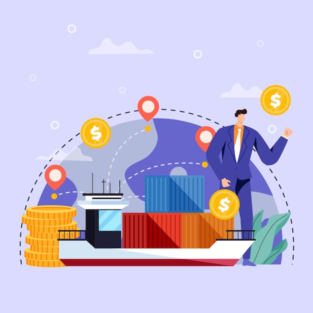 Hand drawn international trade illustration