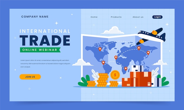 Hand drawn international trade landing page