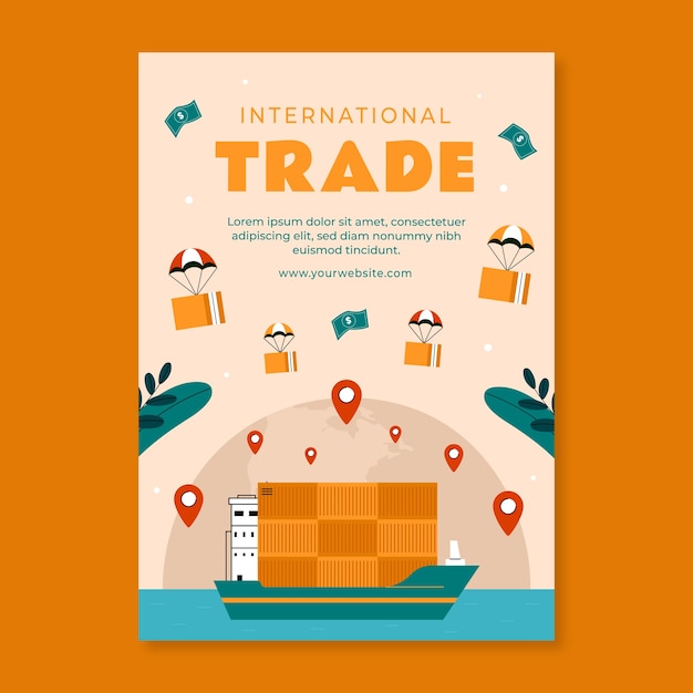 Vector hand drawn international trade poster template