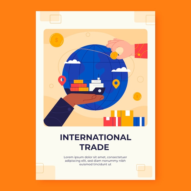 Vector hand drawn international trade poster template