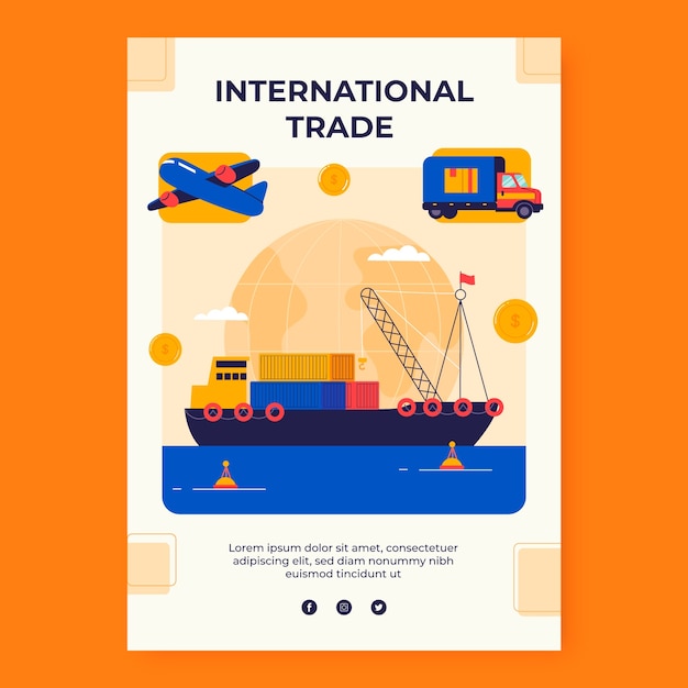 Vector hand drawn international trade poster template