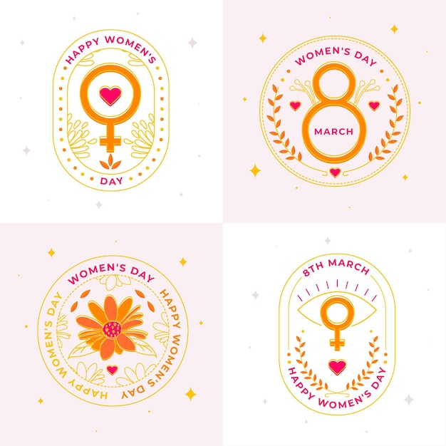 Hand drawn international women's day badge collection