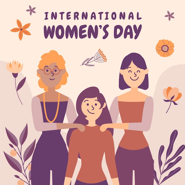 Vector hand drawn international women's day illustration